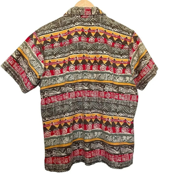 Vintage L.L. Bean Aztec Button Front Shirt Size Medium Reg Cotton - Picture 2 of 5